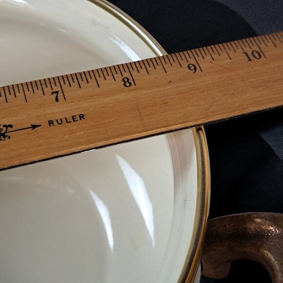 Vintage Asta Enamelware 9" Dutch Oven Soup Pot Wildflower Design Brass Handles - Picture 8 of 8